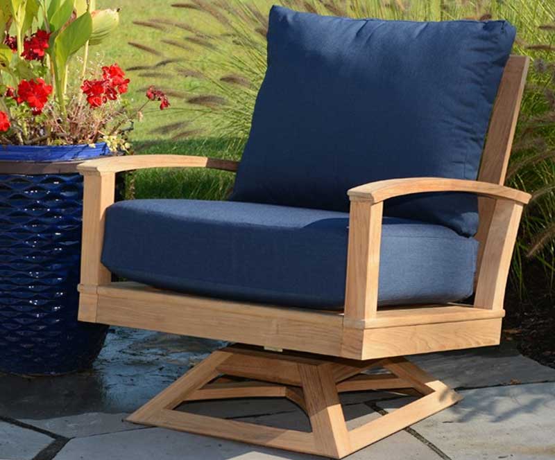 St. Lucia Teak Deep Seating Swivel Armchair- Three Birds Casual - Image 4